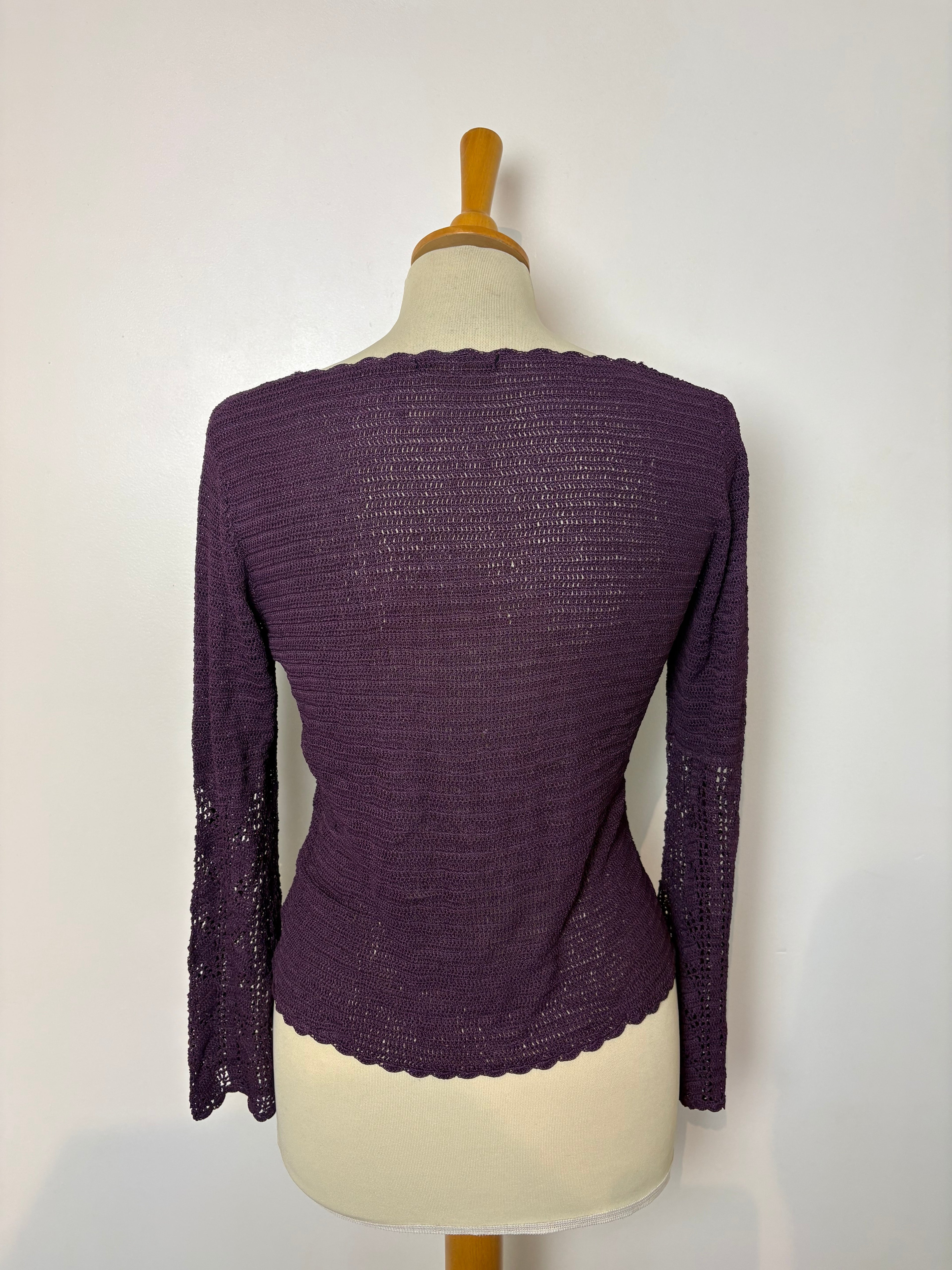 Handmade purple crochet long-sleeve top