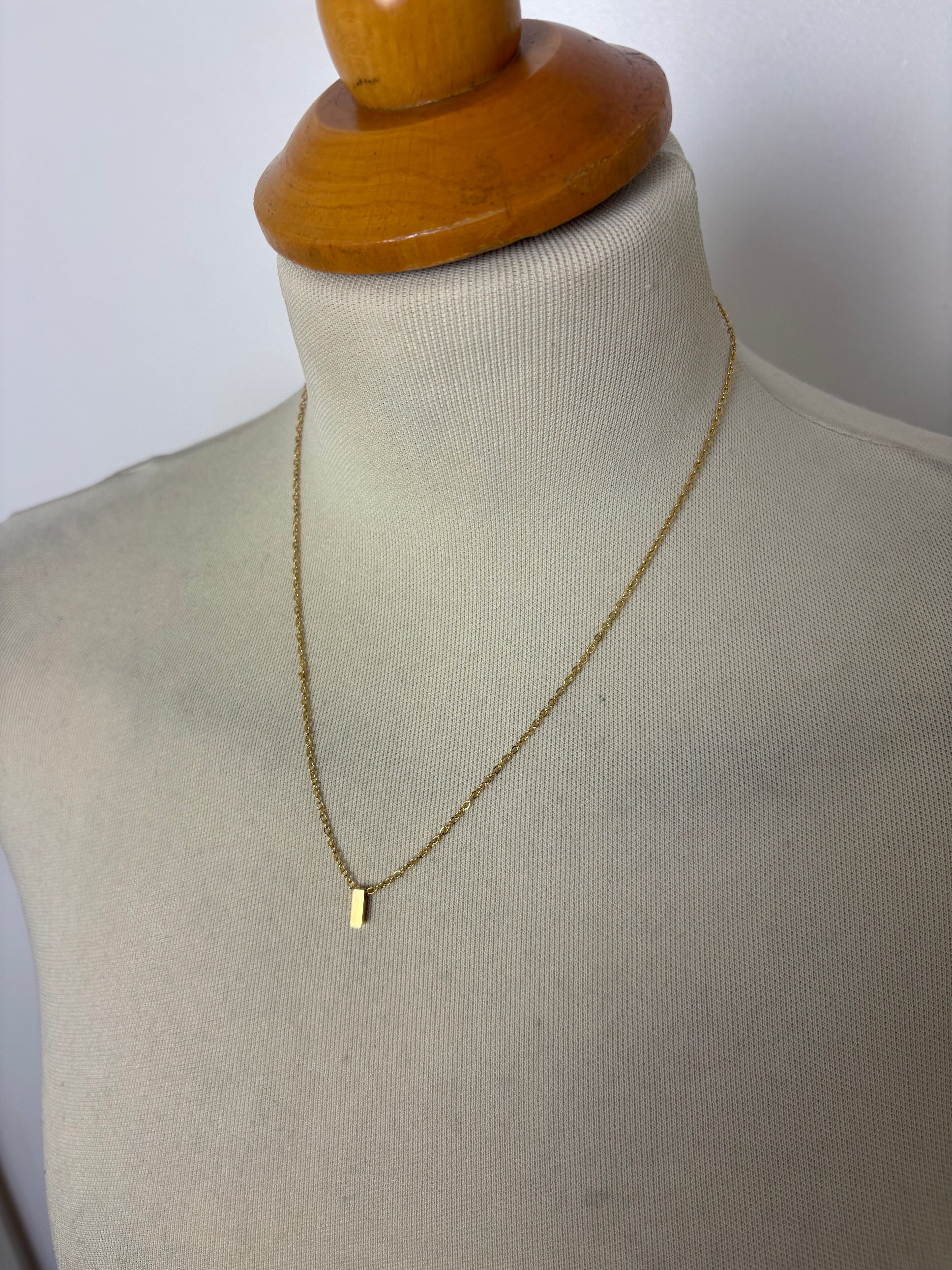 Alphabet initial gold pendant adjustable necklace