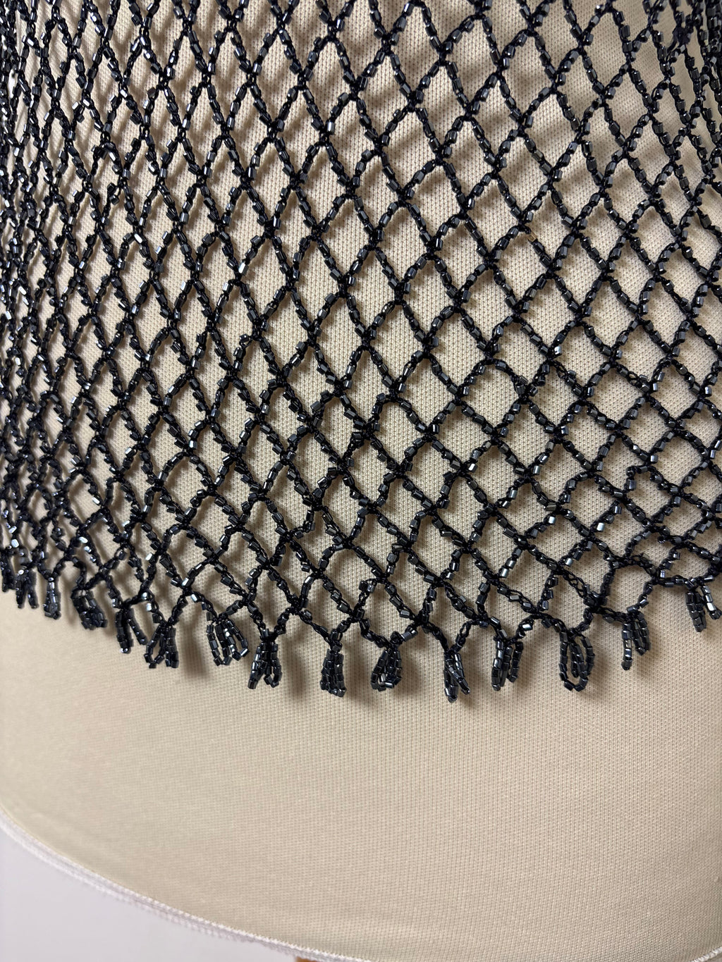 Handmade charcoal crochet beaded top
