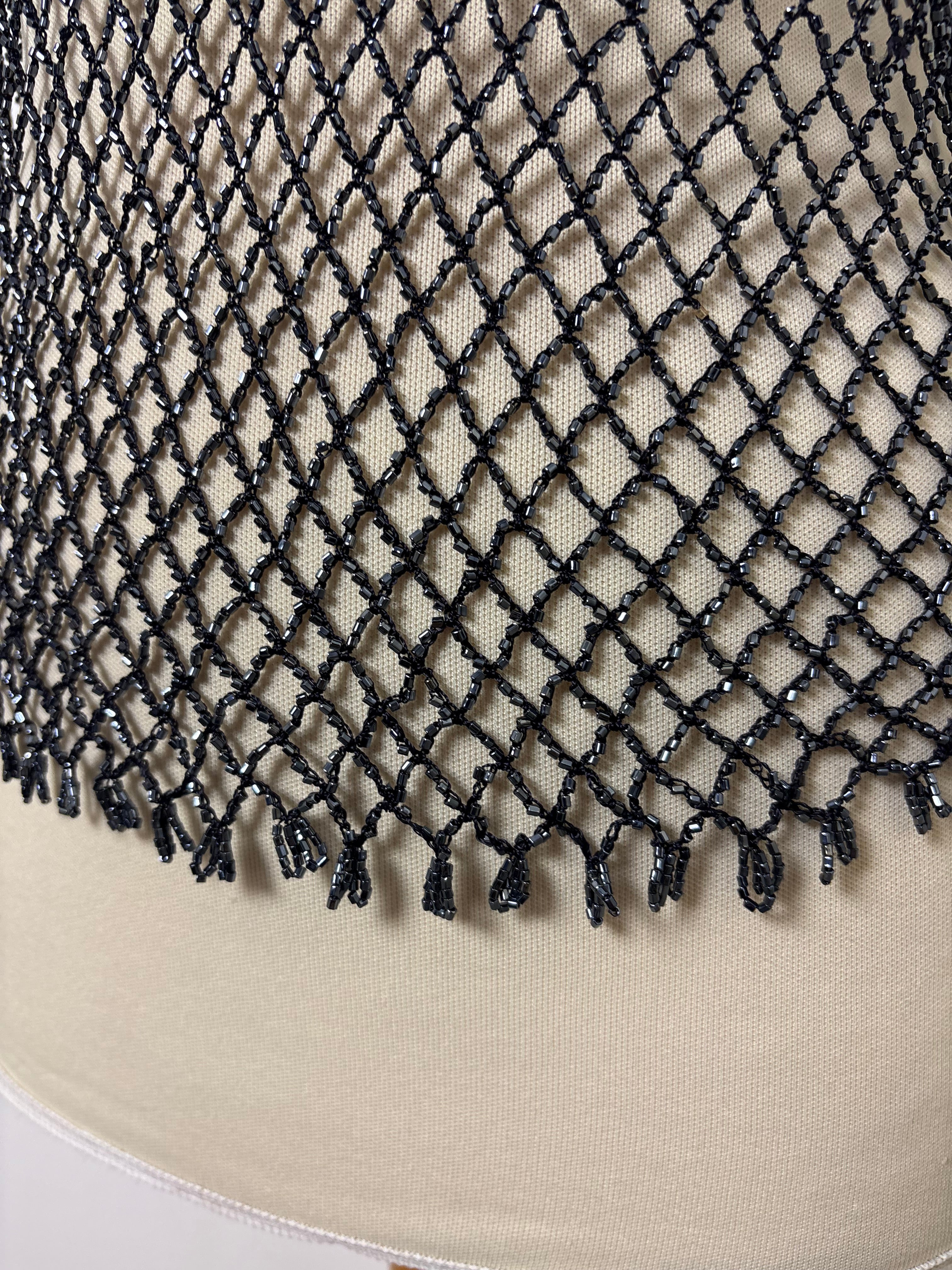 Handmade charcoal crochet beaded top