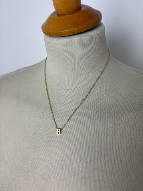 Alphabet initial gold pendant adjustable necklace