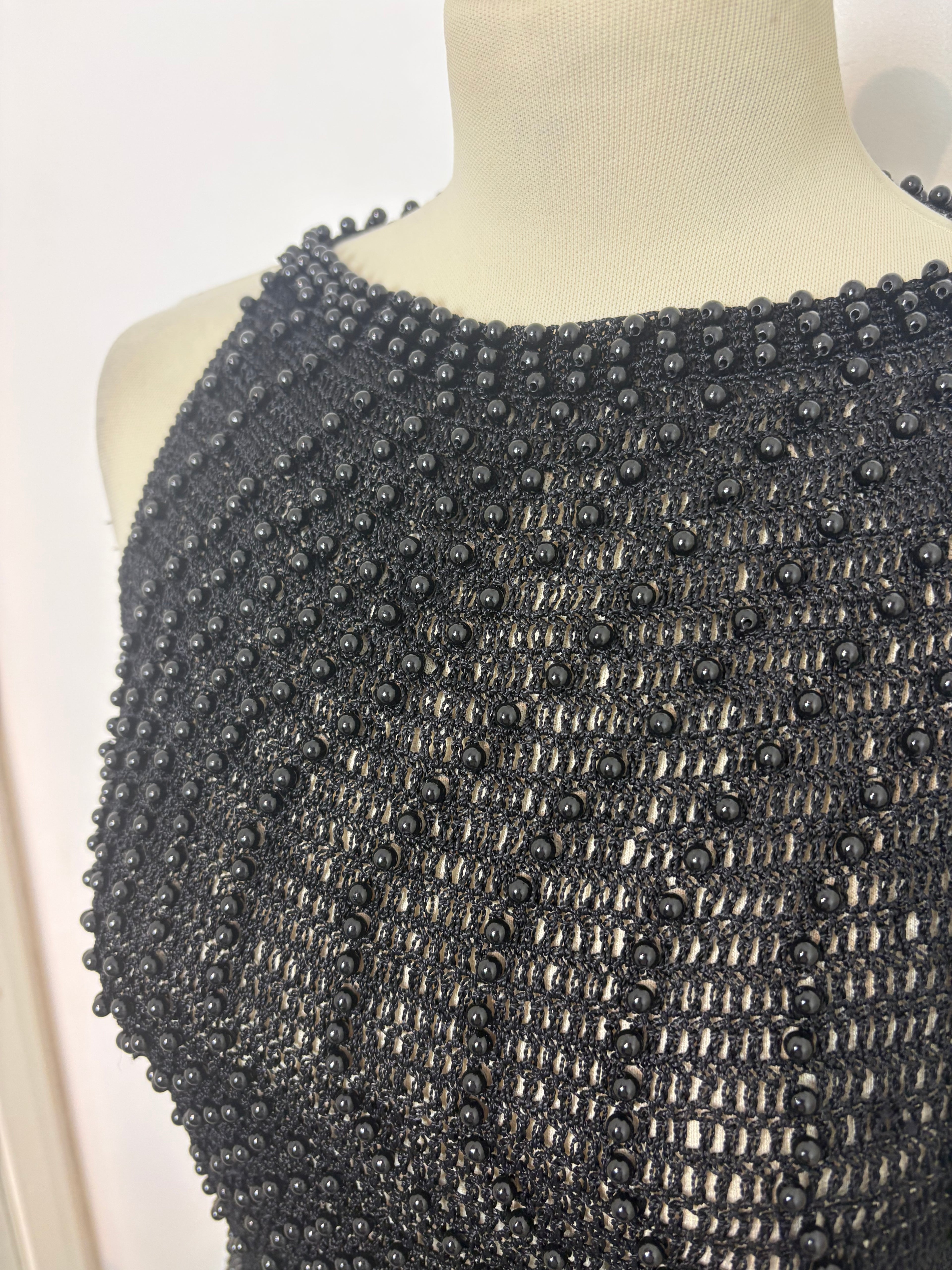 Handmade black crochet beaded sleeveless top