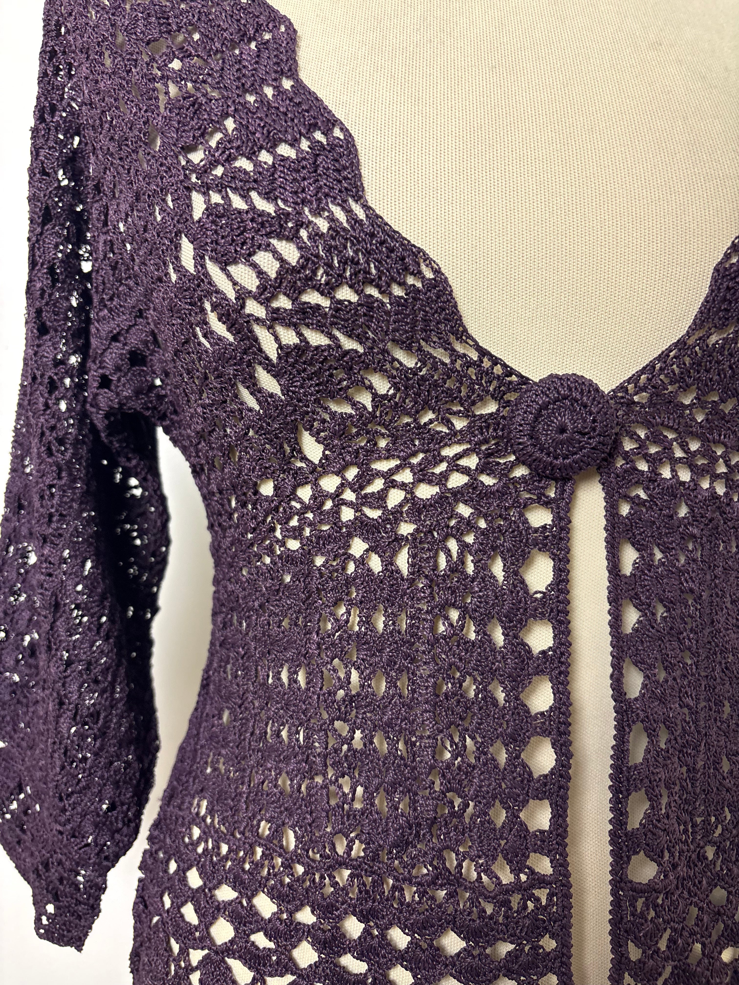 Handmade purple crochet cardigan
