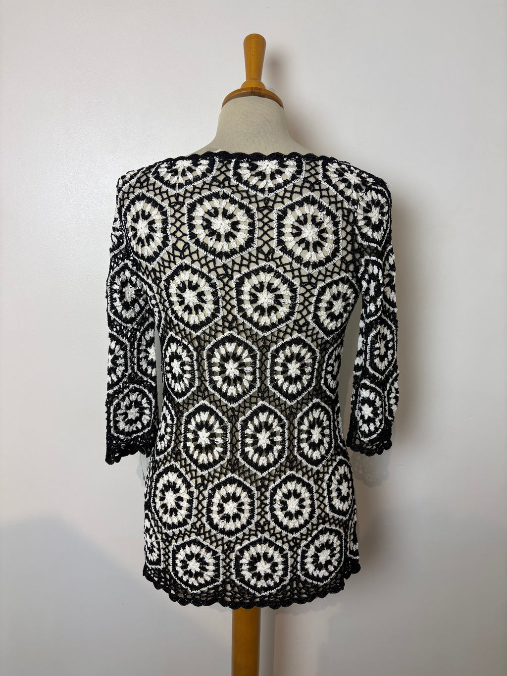 Handmade black and white crochet top