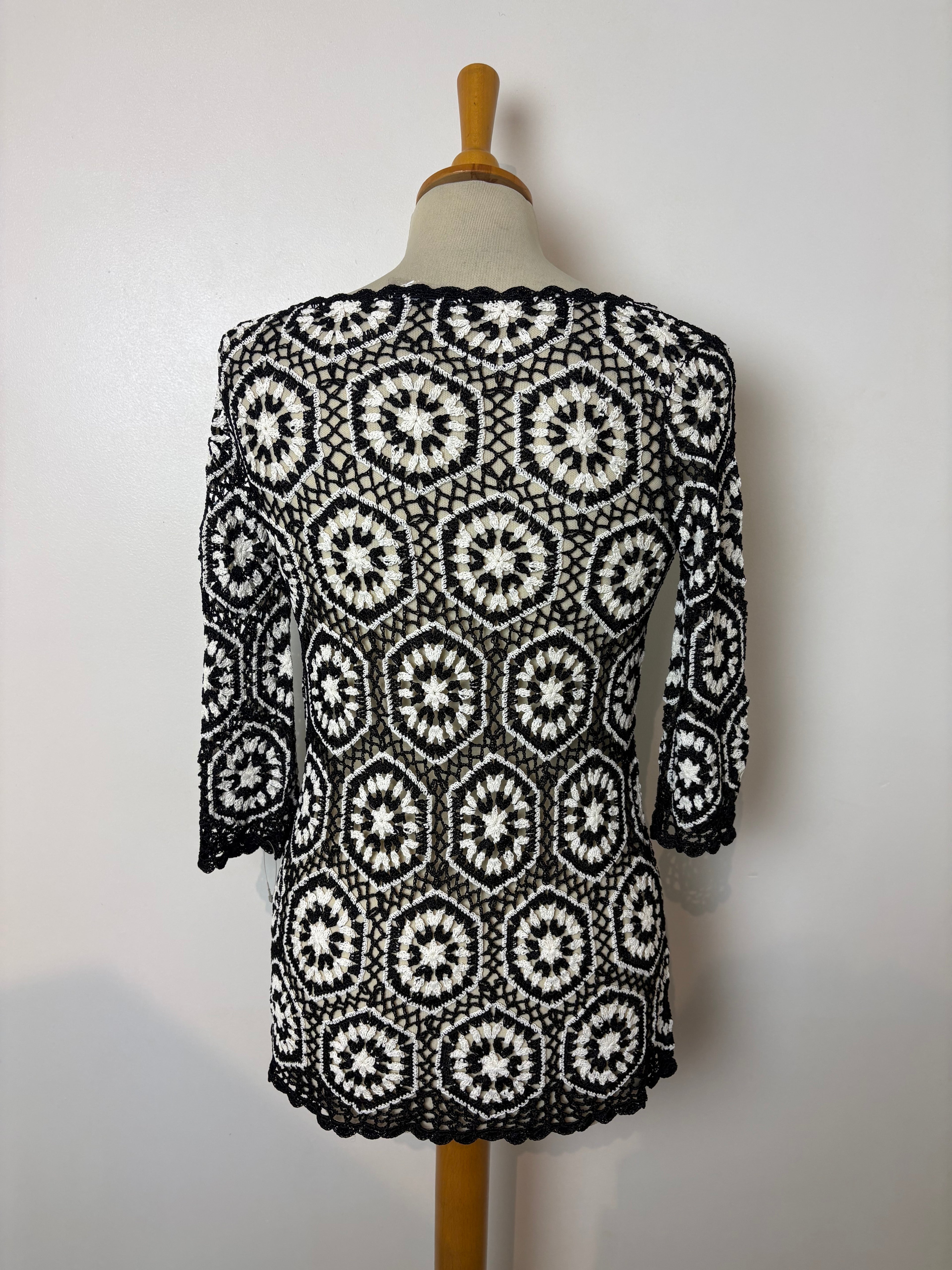 Handmade black and white crochet top