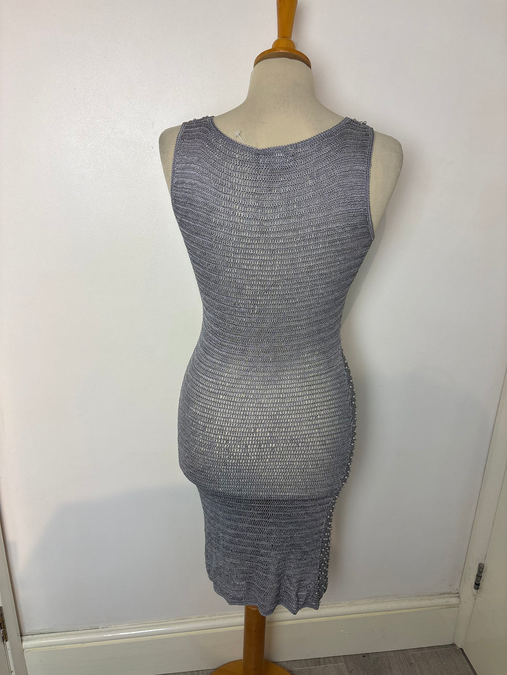 Handmade grey crochet beaded dress
