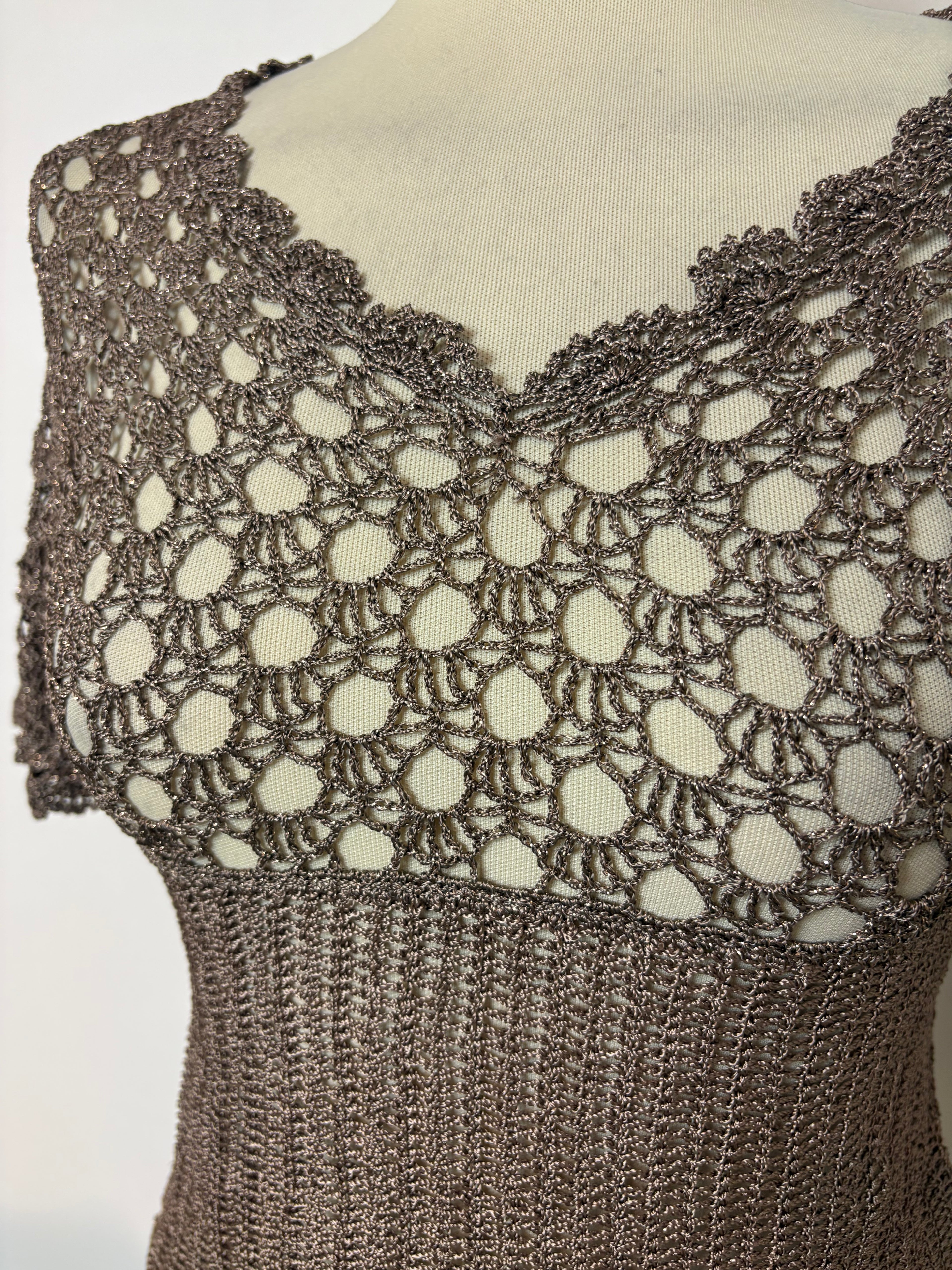 Handmade champagne sparkly crochet top