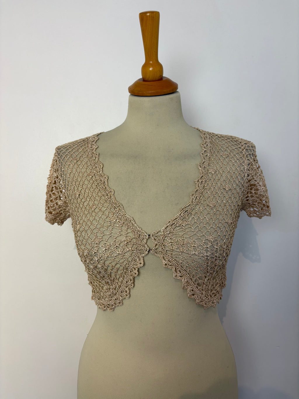 Handmade light gold crochet bolero