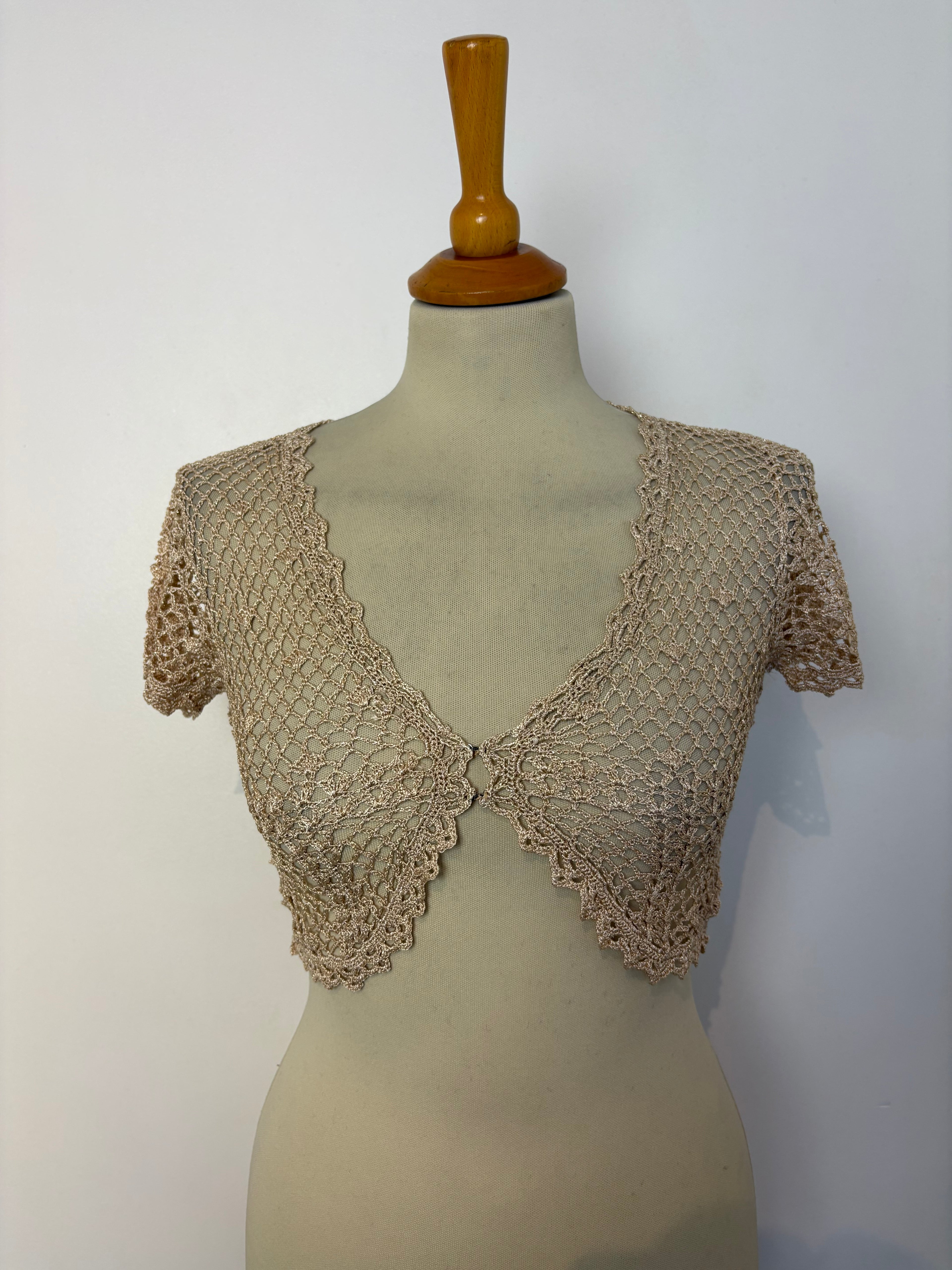 Handmade light gold crochet bolero