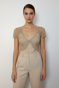 Handmade light gold crochet bolero