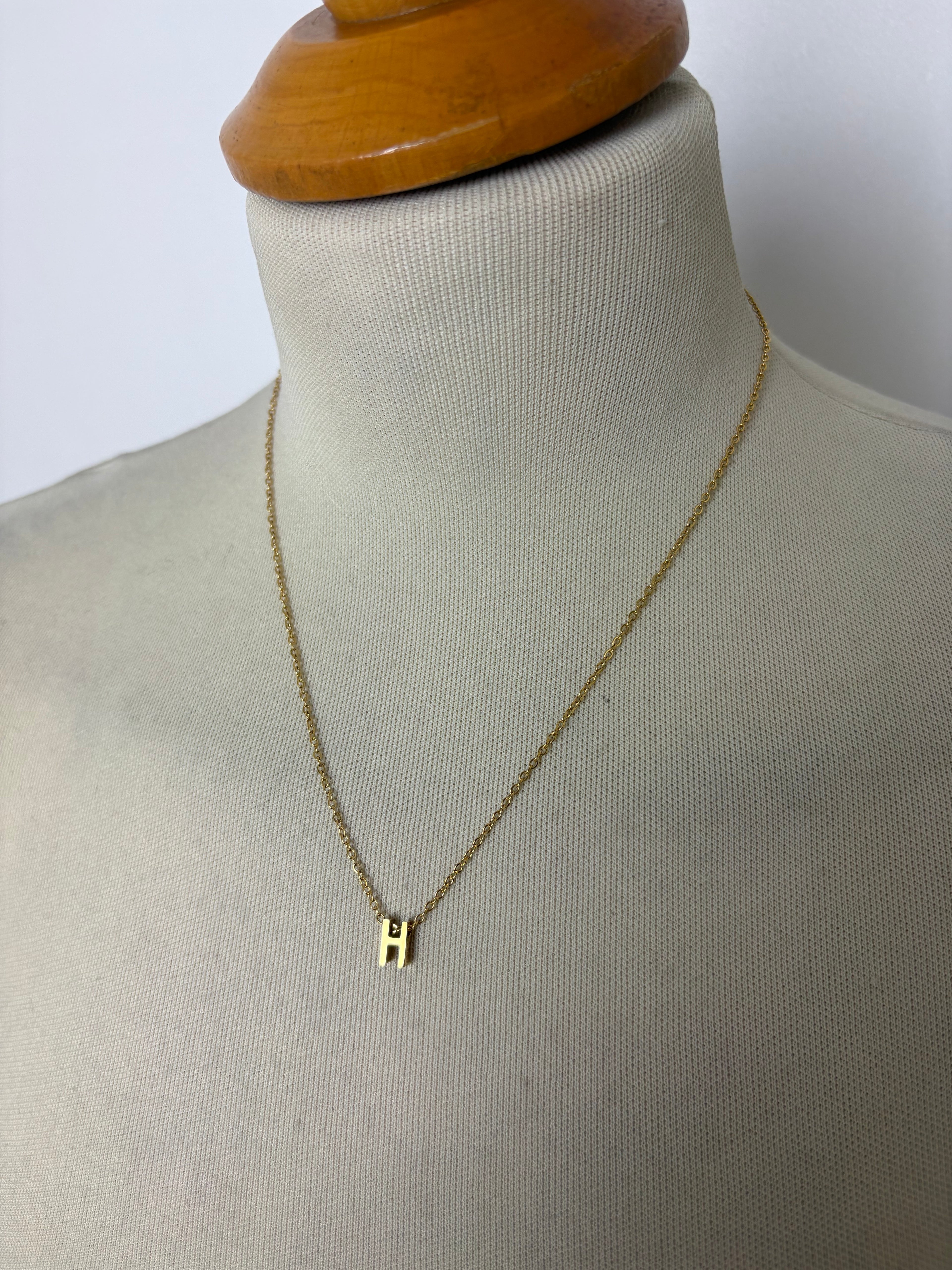 Alphabet initial gold pendant adjustable necklace