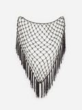 Brown khaki beaded tie-up shawl