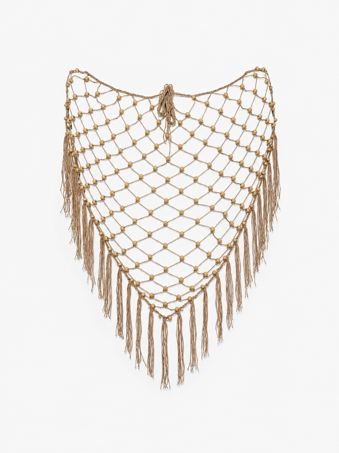 Beige beaded tie-up shawl
